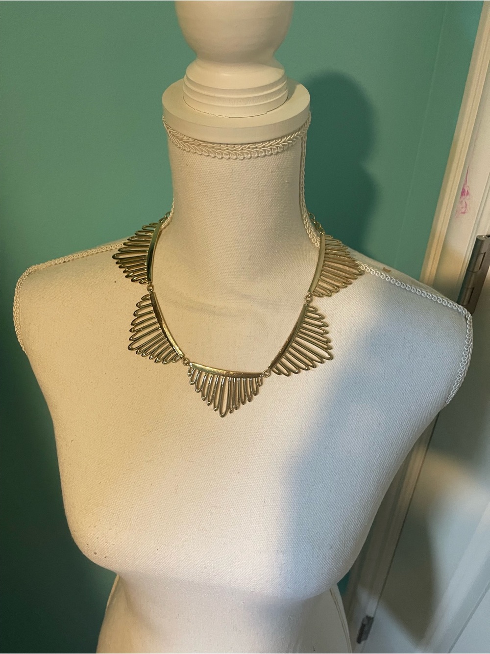 Gold Fan Statement Necklace - Women Jewelry